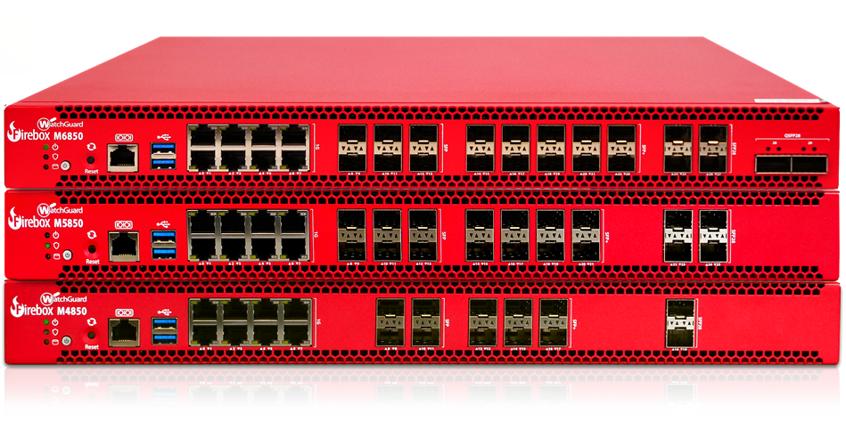 Los nuevos firewalls de WatchGuard M4850, M5850 y M6850 extienden la plataforma Firebox a entornos de alta capacidad y alto rendimiento.